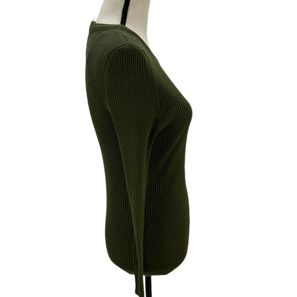 Hooked Up Long Sleeve Crew Neck Back Zip Sweater - Green - size XL - Picture 2 of 7